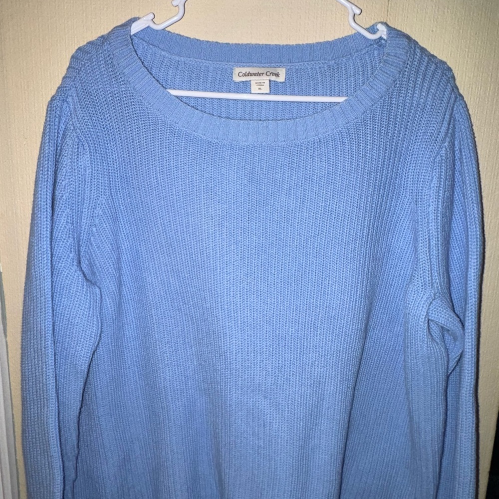 Coldwater Creek Light Blue Crew Neck Sweater